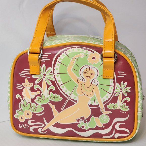 VINTAGE MINI TOTE BAG "DIRTY GIRL" GREEN AND ORANGE - Picture 3 of 8